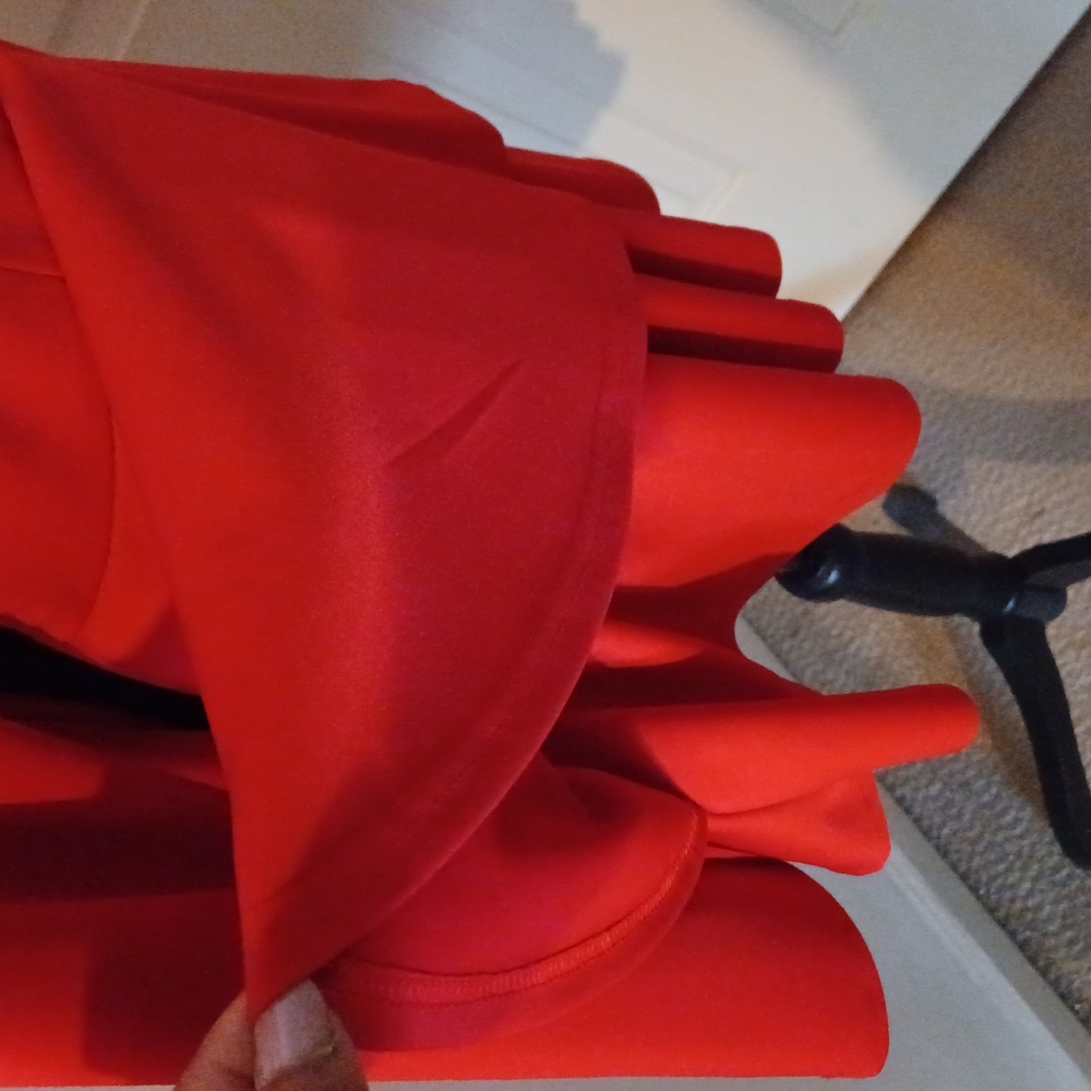 T7 - 👌Women's Red 2 Tiered Flared Hemline Tunic/Top - sz Large - Picture 5 of 9